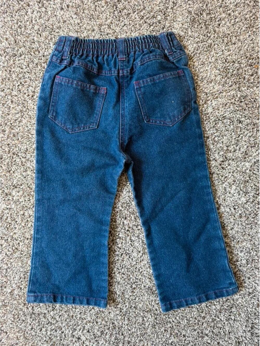 Girls Disney Piglet Embroidered Jeans Pink Stitch Detail Elastic Back Denim - Picture 5 of 6